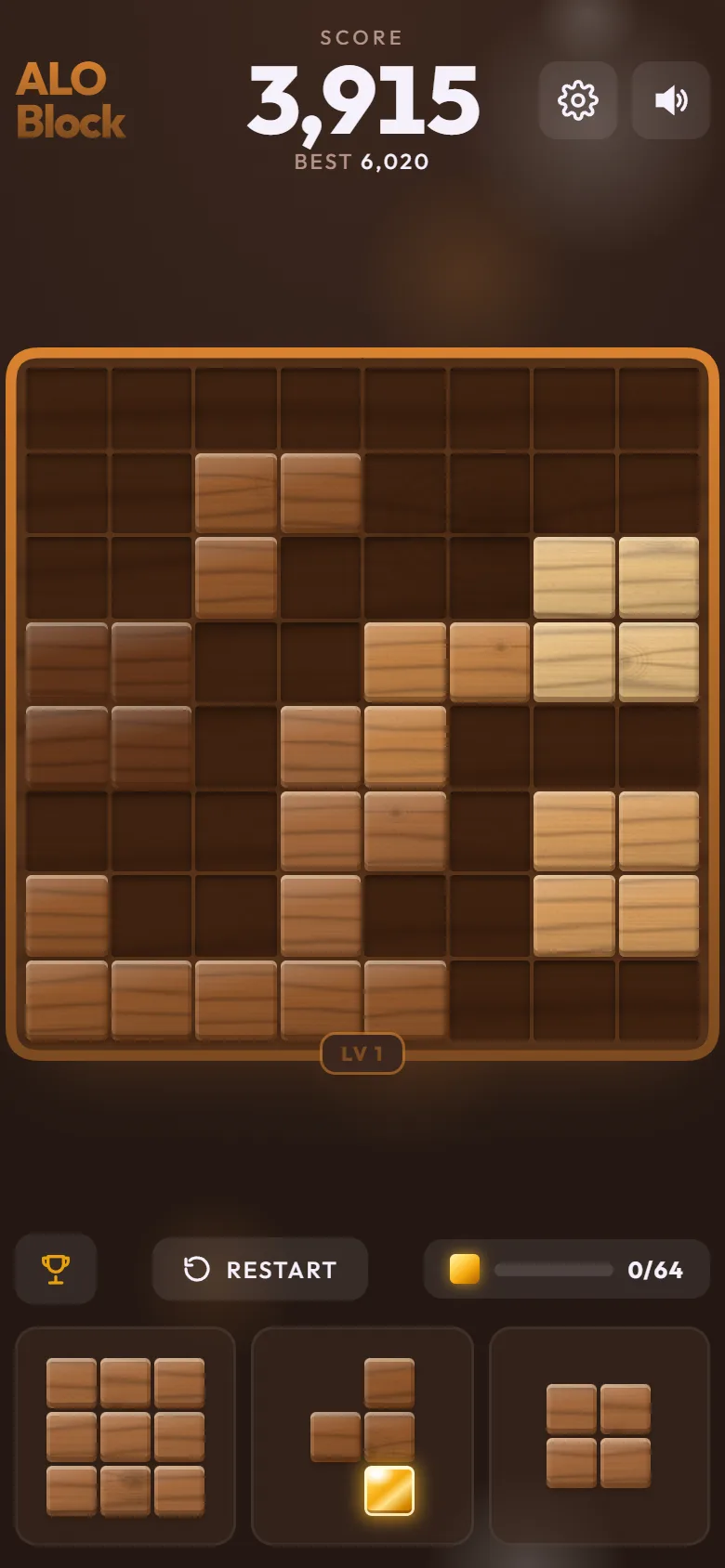 Gameplay with the Wood skin